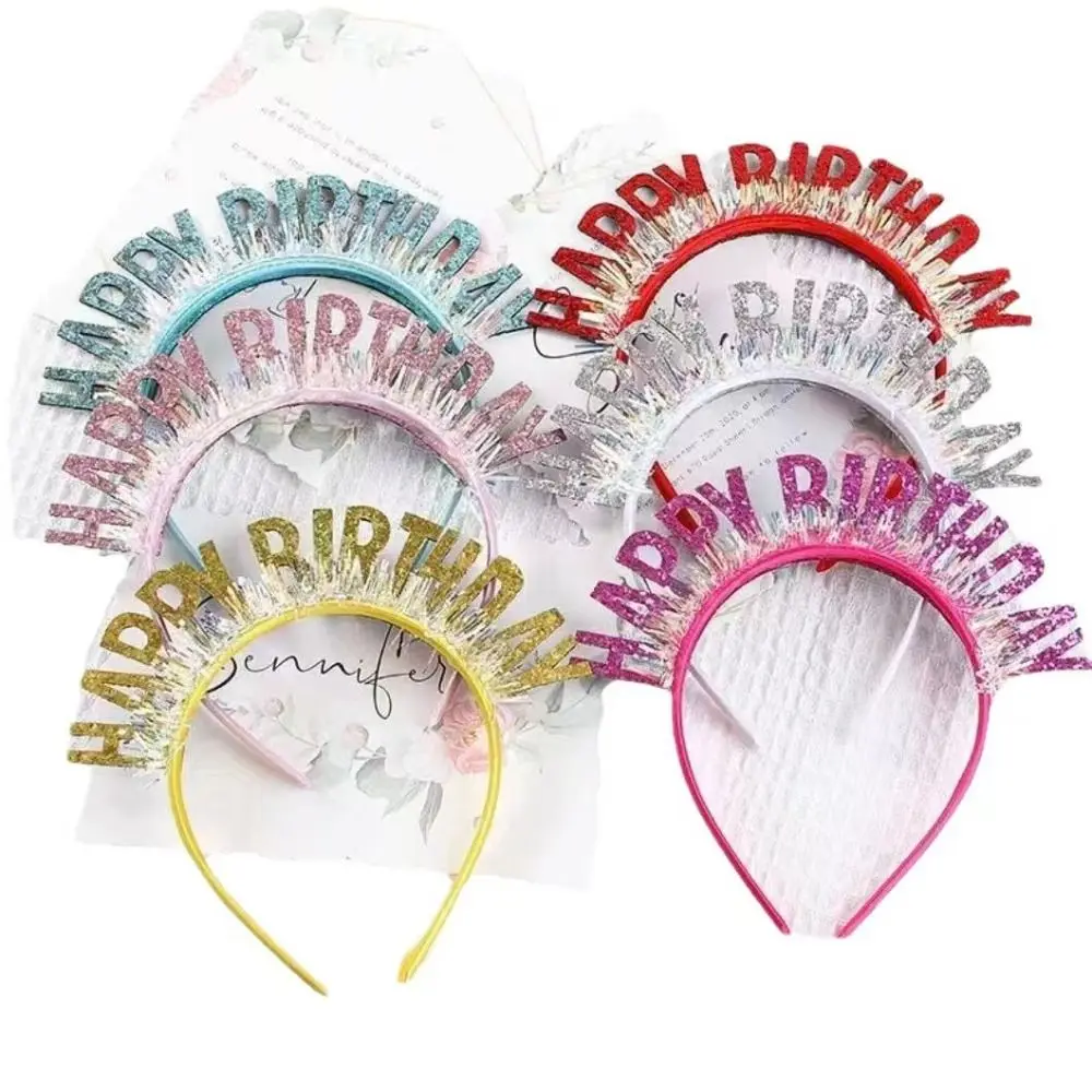 New Glitter HAPPY BIRTHDAY Sequin Headband Colorful Hair Accessories Birthday Party Headband Women Hair Hoop Birthday Props