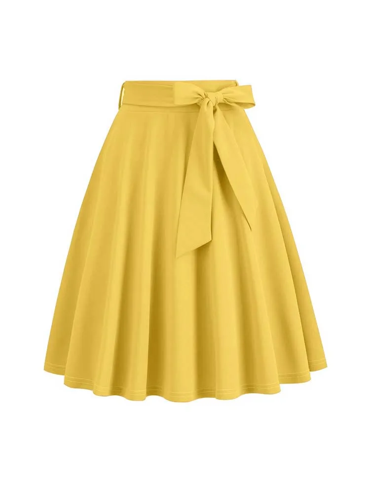 Dames Zomer Midi Lange Rok Effen Elegante Faldas Hoge Taille A-lijn 50s Swing Rokken