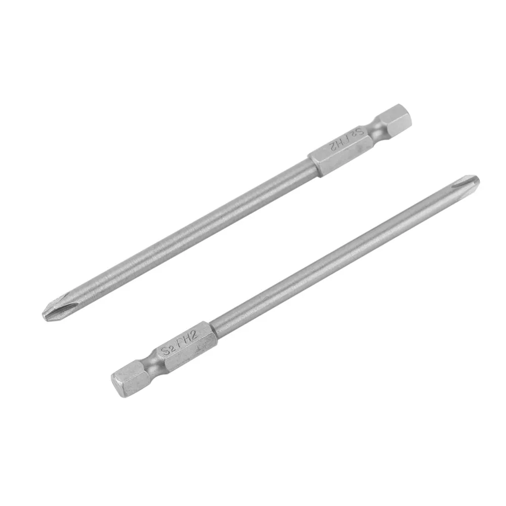 10pcs S2 Steel Screwdriver Bit Set PH1 PH2 1/4 Inch Hex Shank Slot Screwdriver Bits Magnetic 100mm Length Drive Drill Bits
