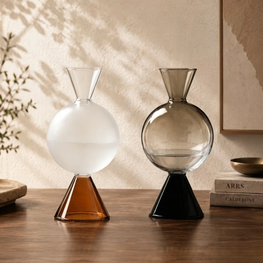 Modern Colorful Geometric Glass Vase Hydroponics Flowers Vase Reed Diffuser Aromatherapy Bottle Home Room Aesthetic Decor