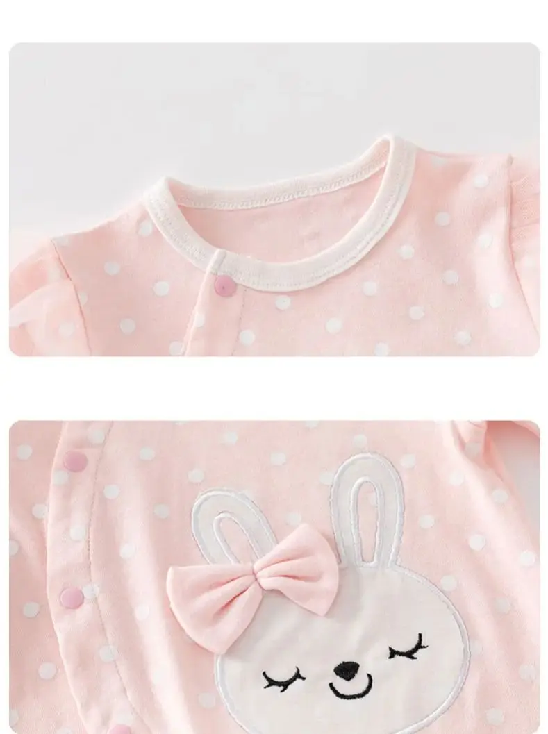Langärmliger Baby-Strampler aus reiner Baumwolle, Schlafanzug für Neugeborene, Babykleidung für Mädchen, Fußbedeckender Anzug, Frühling und Sommer – Detail 5