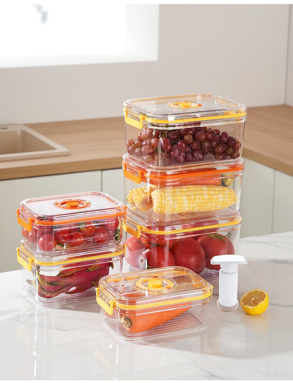 Vacuum Fresh-keeping Box Refrigerator Sealed Canister Microwavable Transparent Food Storage Container Kitchen Organizer Bento - view 3