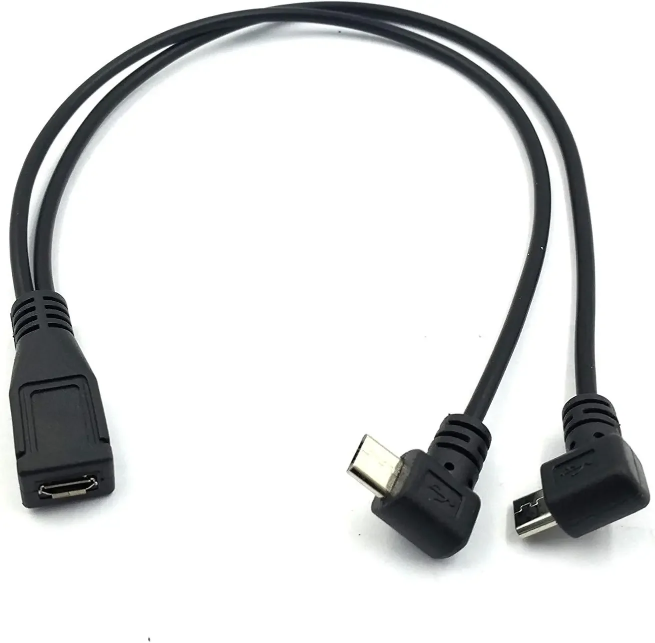 Micro USB Splitter Cable Micro USB Female 1 to 2 Micro USB Male Right Angle 90 Degree Converter High Speed Charging Cable Cord