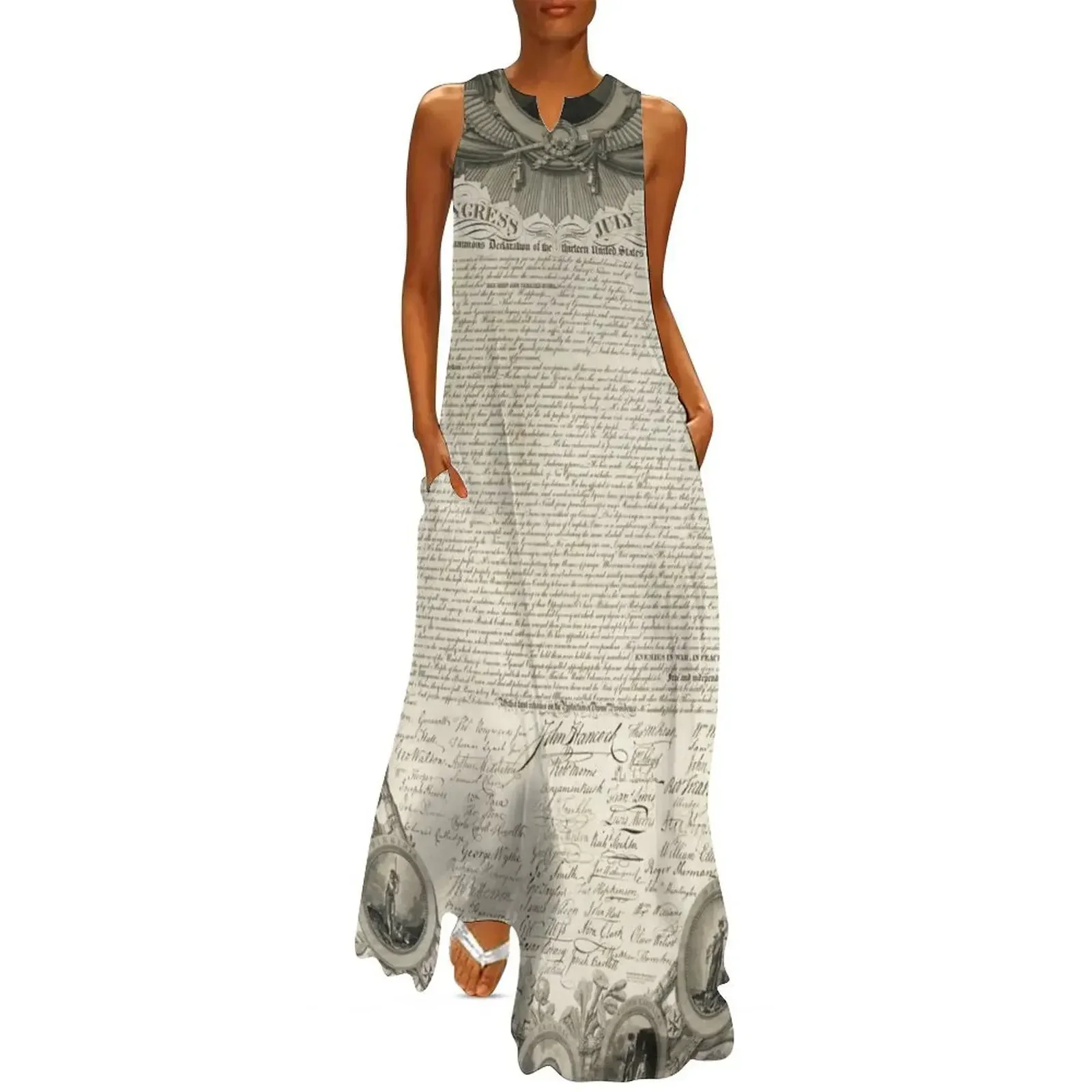 

Facsimile of the Declaration of Independence dated April 19th 1819 Long Dress Bridesmaid dress woman Dress