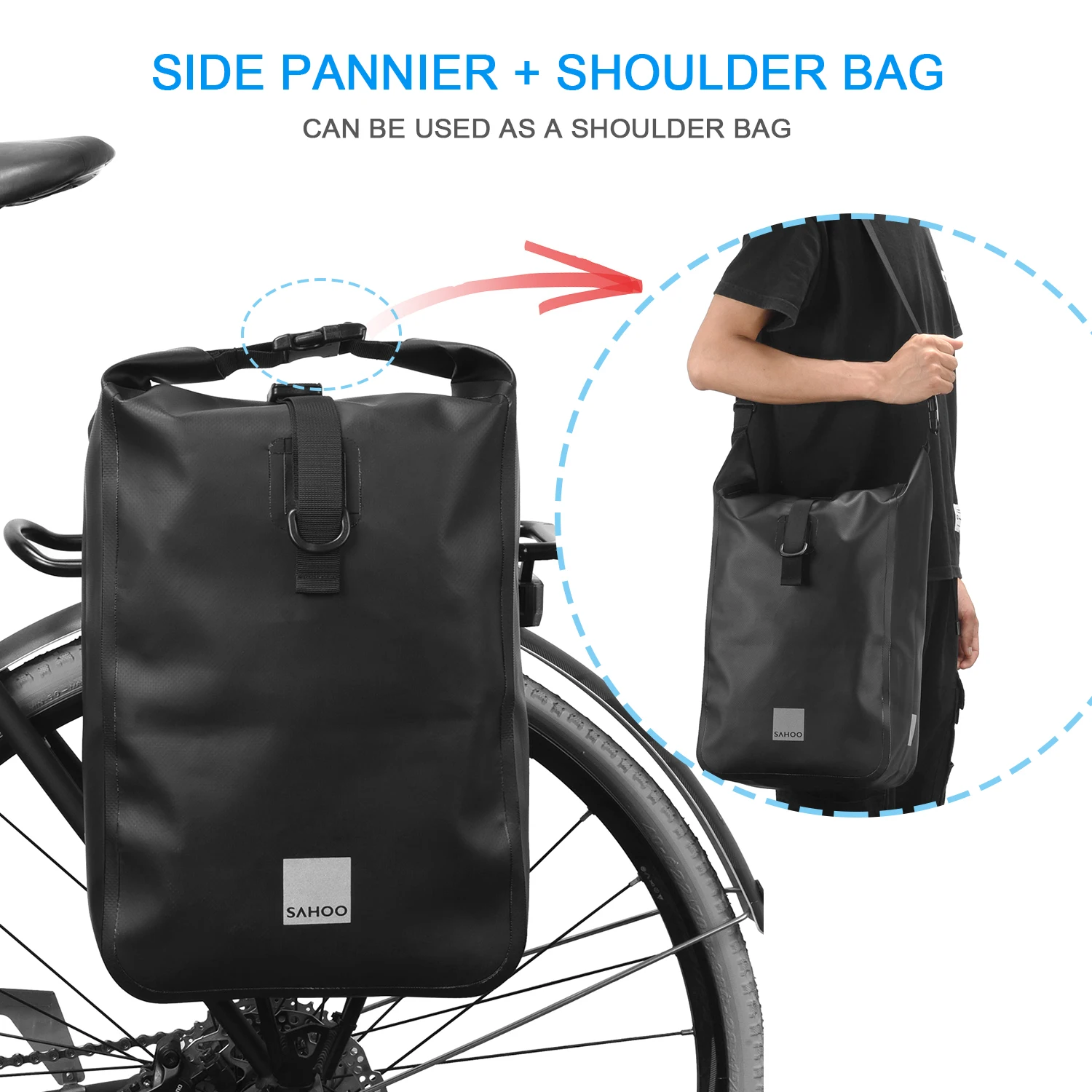 

Multifunctional Cycle Bicycle Bike Rear Seat Trunk Bag Large Capacity Outdoor Sports Pouch Rack Panniers Shoulder Handbag Reflec