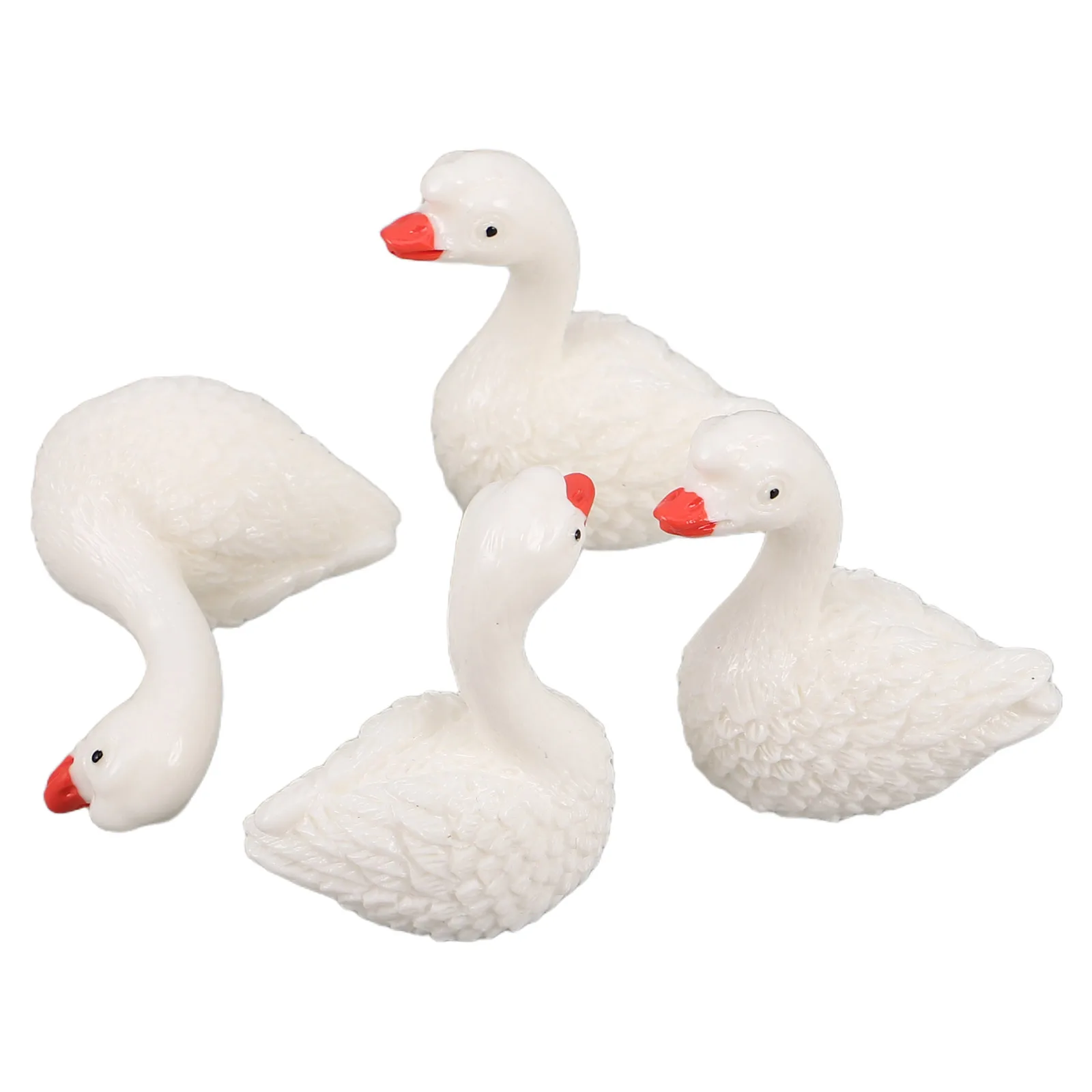 

4Pcs Resin Mini Goose Statues Miniature Animal Decorations Desktop Farm Garden Balcony Ornament Desktop Landscape Decoration