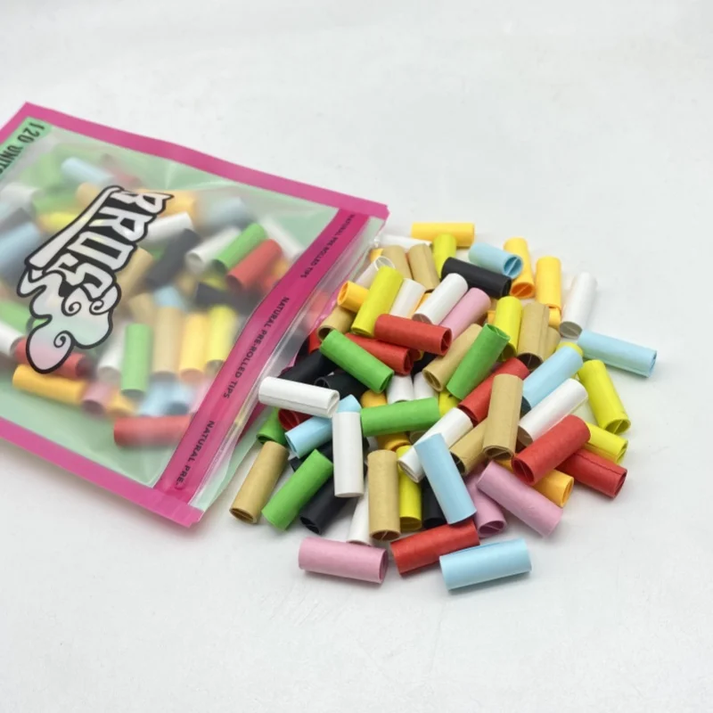 120pcs 7MM Colorful Per Rolled Tips Natural Prerolled For Smoking Cigarette Rolling Paper