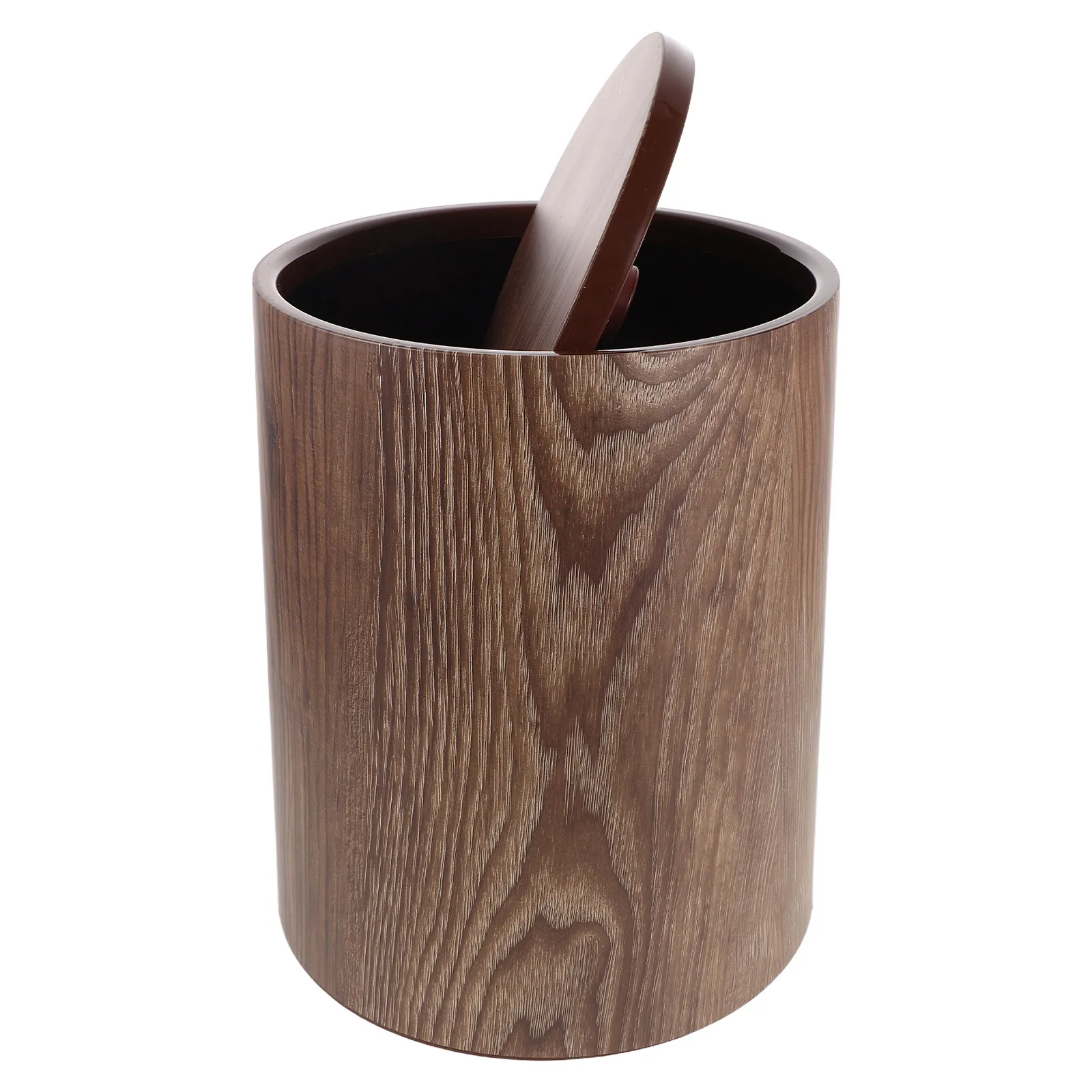 

Decorative Vintage Wood Grain Trash Can Large Capacity PP Material Compact Waste Basket for Kitchen Bathroom Office Bedroom