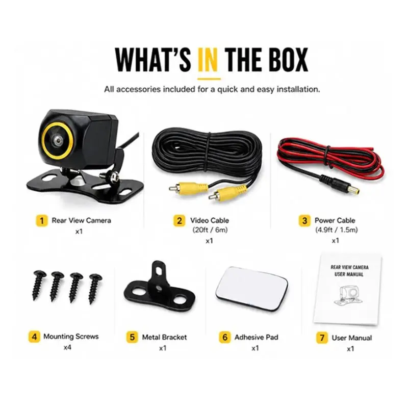 A85E-AHD 1080P Car Reversing Camera 170° Wide Angle Night Vision Rear Parking Cam 3 Wire Control Universal For General Motor