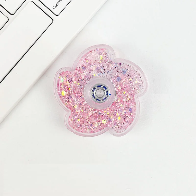 Incrível giroscópio transparente fluindo glitter flor dedo girador com forma de nuvem alívio do estresse brinquedo presente para criança menina