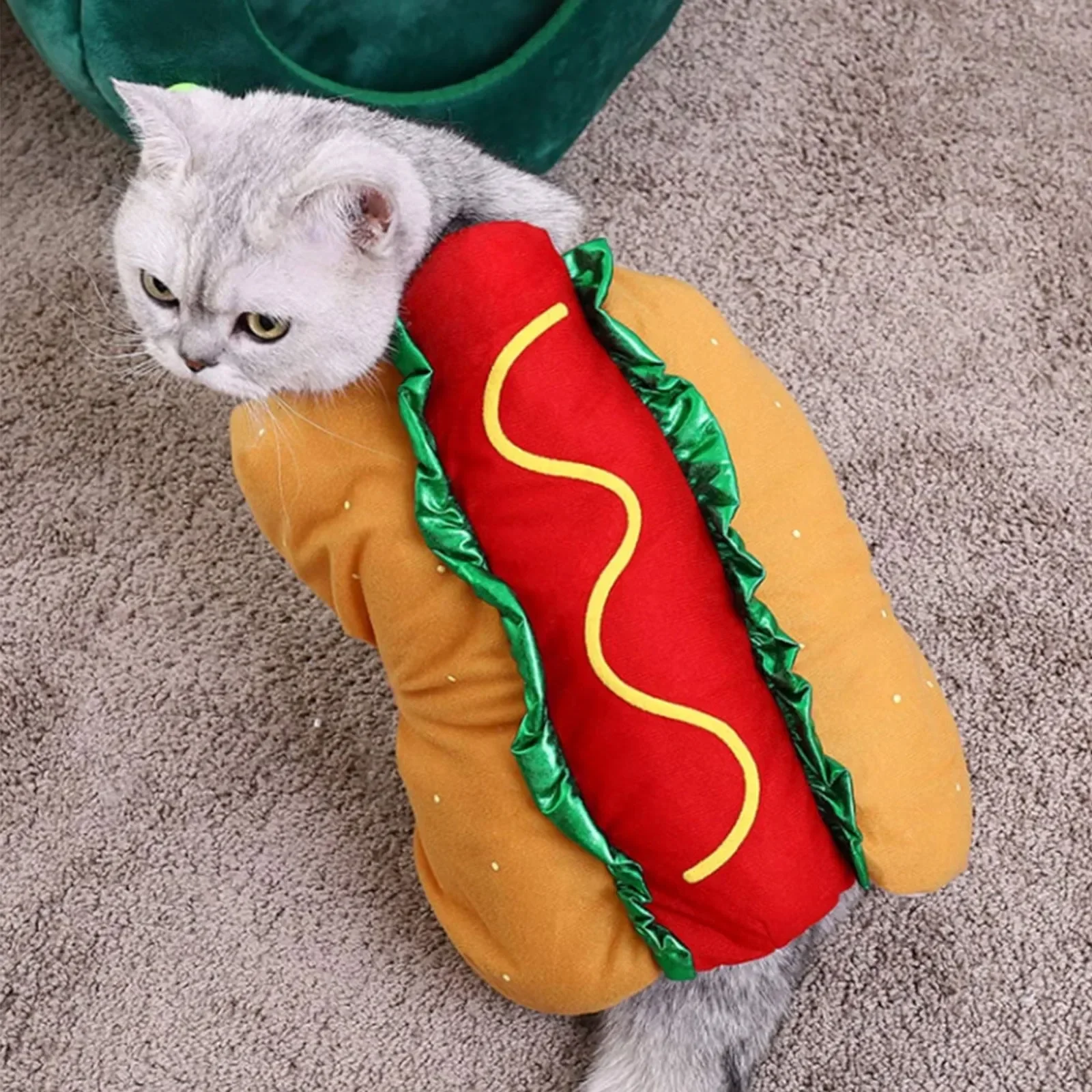 Halloween Pet Cosplay Dress Up Hot Dog Costume Dog And Cat Party Transformation Dress Up Comfortable Soft Cute Pet Costume