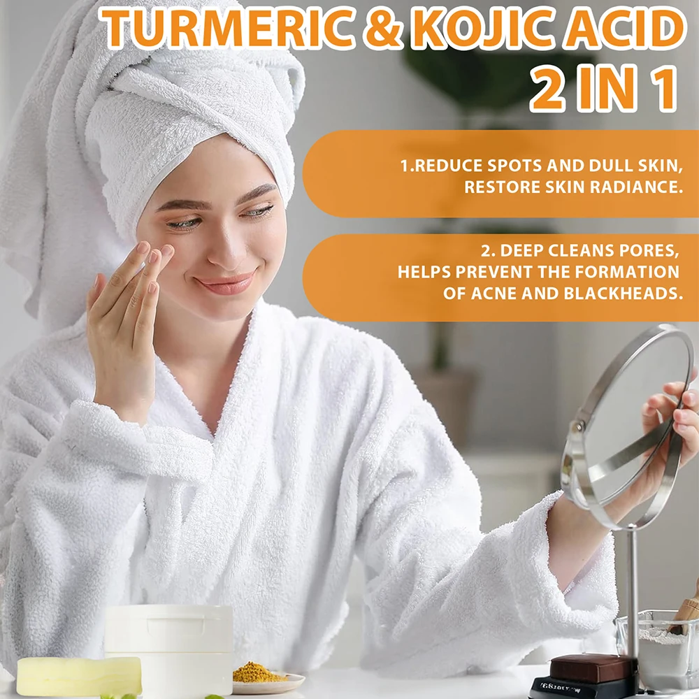 30pcs Turmeric Kojic Acid Cleansing Pads Face Cleanser Pad Gentle Dirt Removal Facial Deep Cleaning Skin Lightening Soap