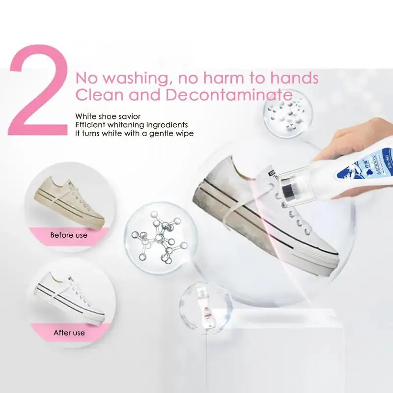 100ml White Shoes Cleaner Brightening Cleansing Agent For Shoes Sneakers Portable Sports Shoes Cleaning Tool