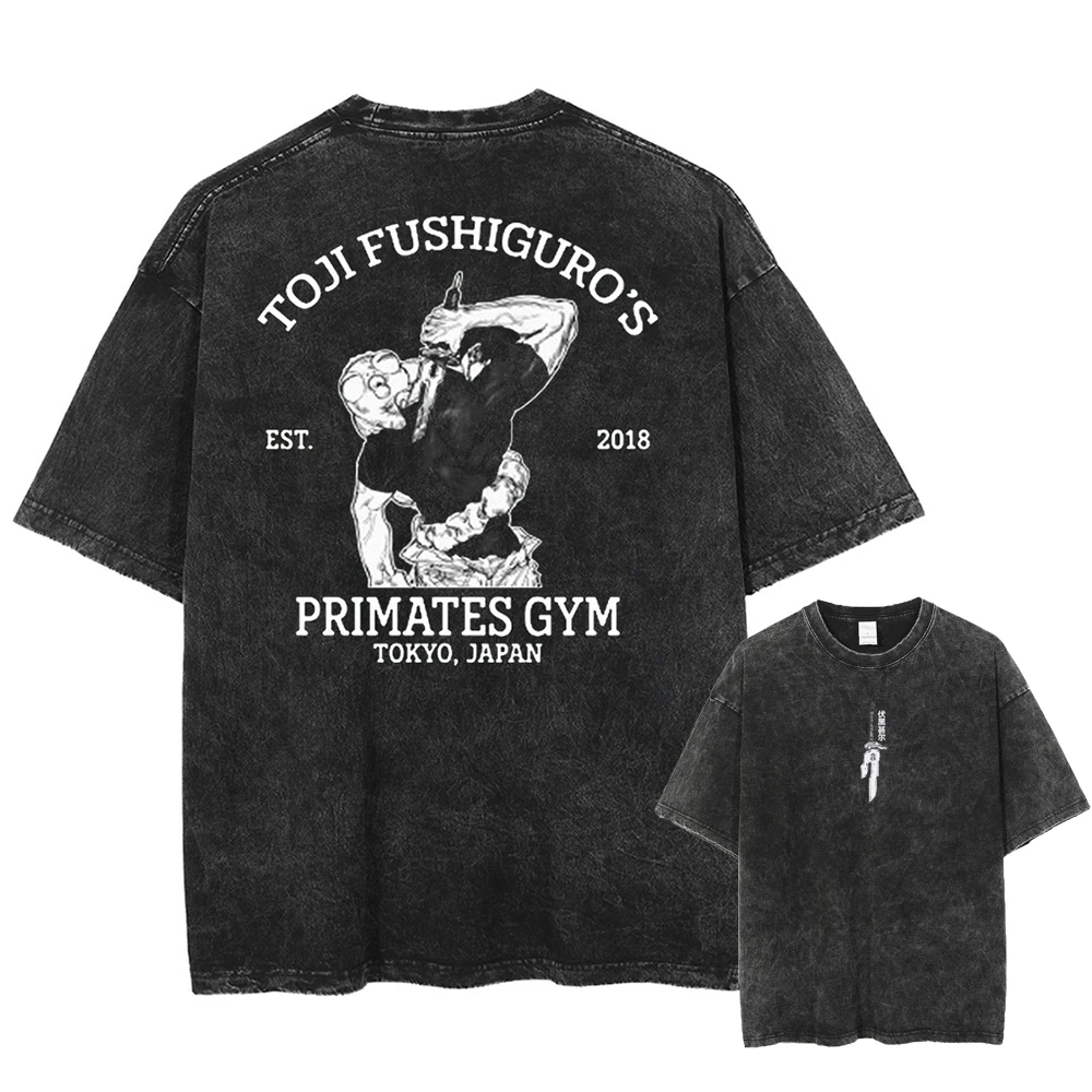 

Fushiguro Toji Printed Tshirt Anime Jujutsu Kaisen Oversized Washed T Shirt Men Women Cotton T-shirts Harajuku Male Manga Tee