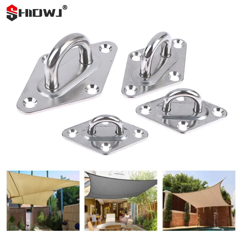 1pc M5 M6 M8 M10 304 Stainless Steel Ceiling Wall Mount Hook Heavy Duty Anchor Eye Plate For Boat Yoga Swing Hammocks