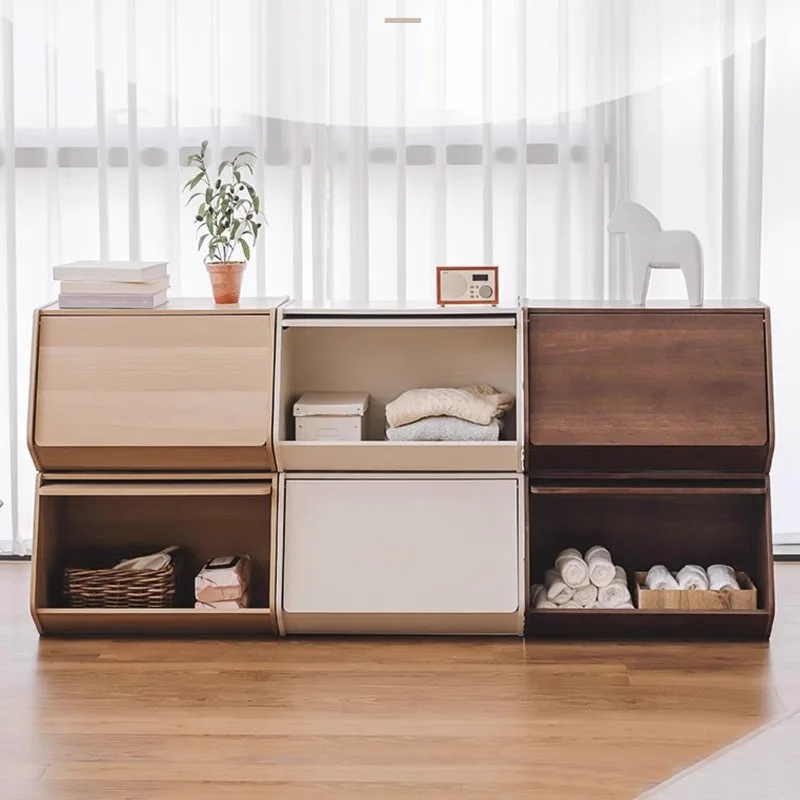 Wooden Desktop Storage Cabinet Stackable Narrow Organizer with Shelves Snack Holder for Kitchen Counter Bedroom Home