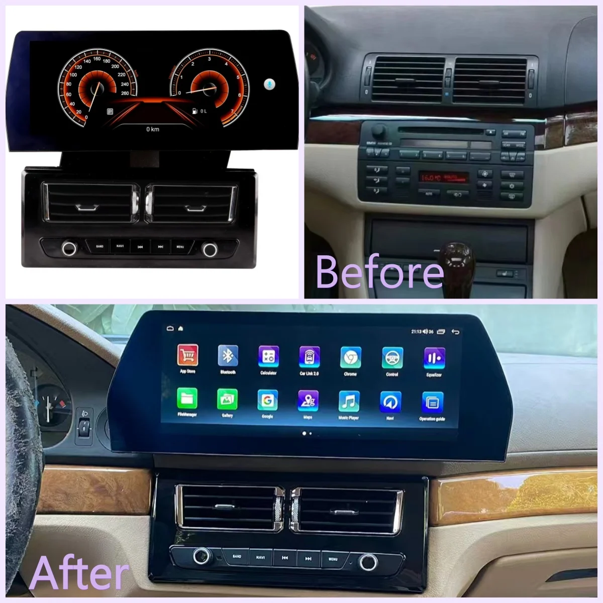 Android 13.0 Square Blade HD Screen For BMW E39 E53 E60 1999-2006 Wireless Carplay GPS Car Multimedia Player Radio Navigation