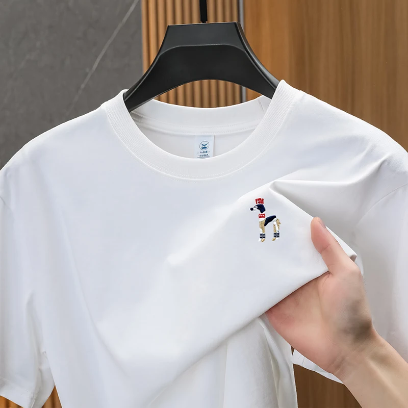 

Men's Lightweight Luxury Short Sleeve T-Shirt, Summer New Fashion Casual Oversized Round Neck Half-Sleeve Top