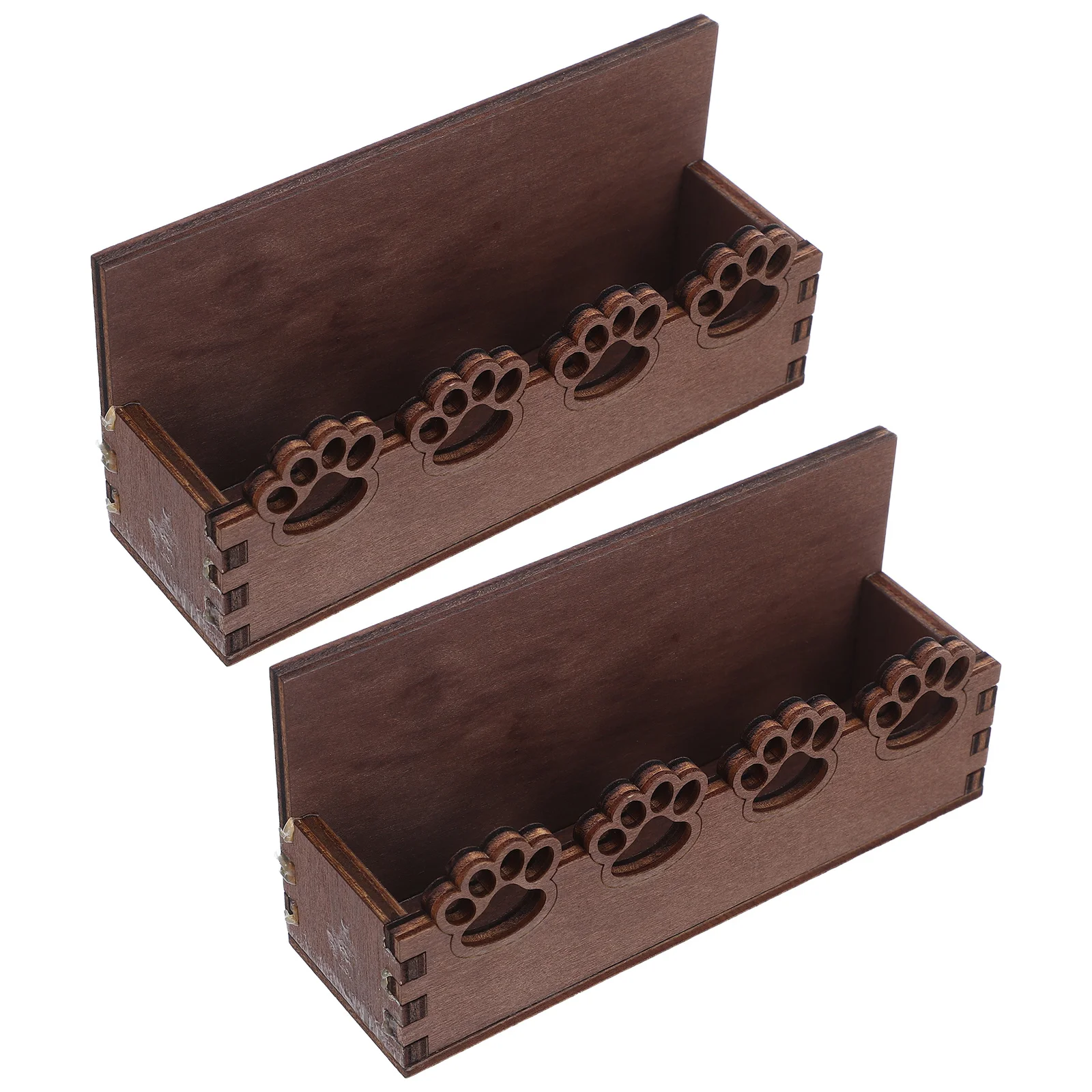 

2Pcs Cat Paw Business Card Holder Wooden Desk Display Rustic Office Name Card Organizer Desktop Stand for Workplace