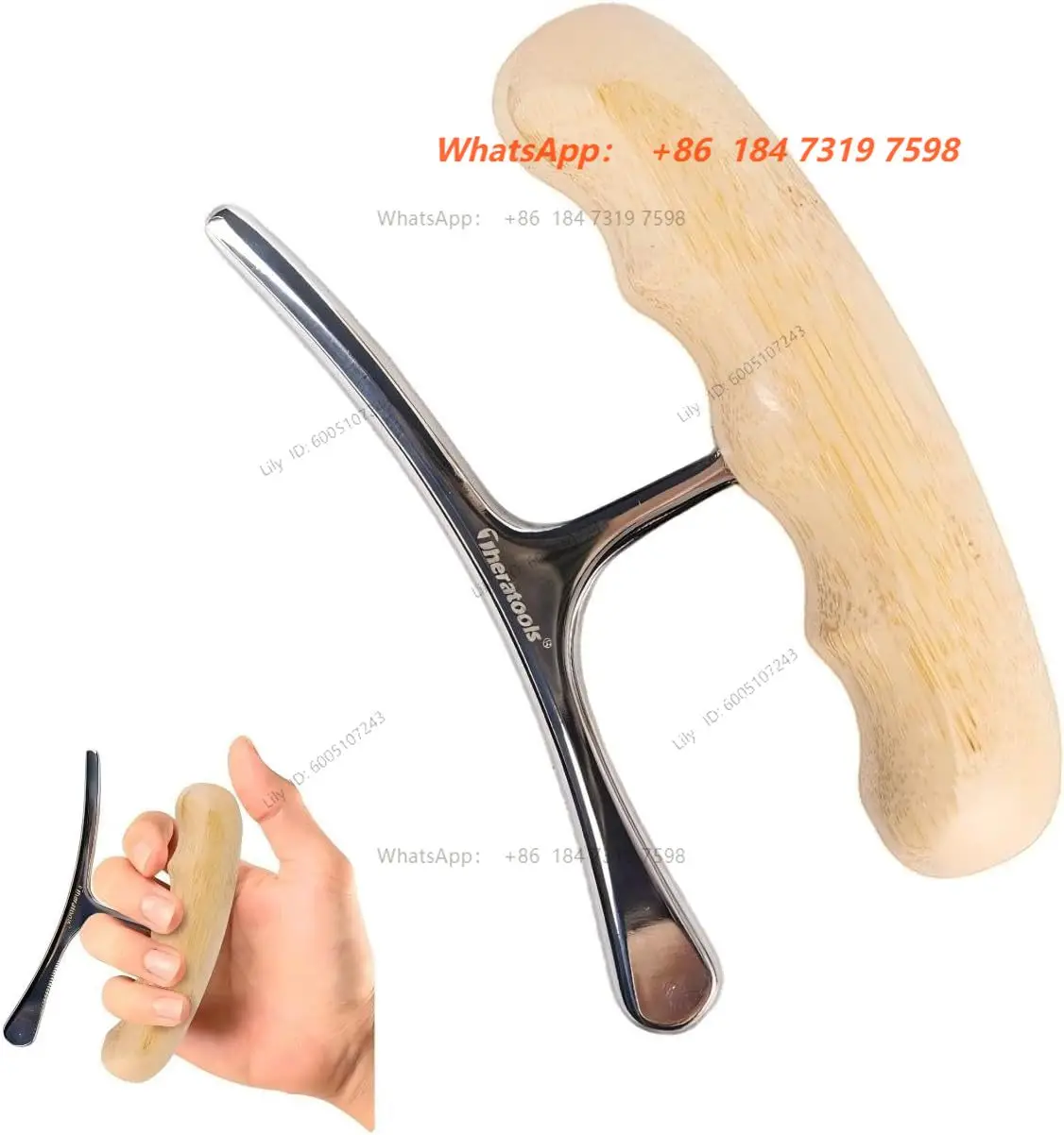 Gua Sha Scraping Tool – Stainless Steel with Wooden Handle for Muscle Relaxation, Myofascial Release & Post-Workout