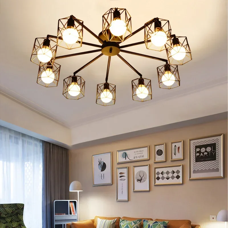 Vintage Iron Ceiling Lights Edison loft Ceiling Light Wrought Iron Luminaria E27 Bulb 90-265V