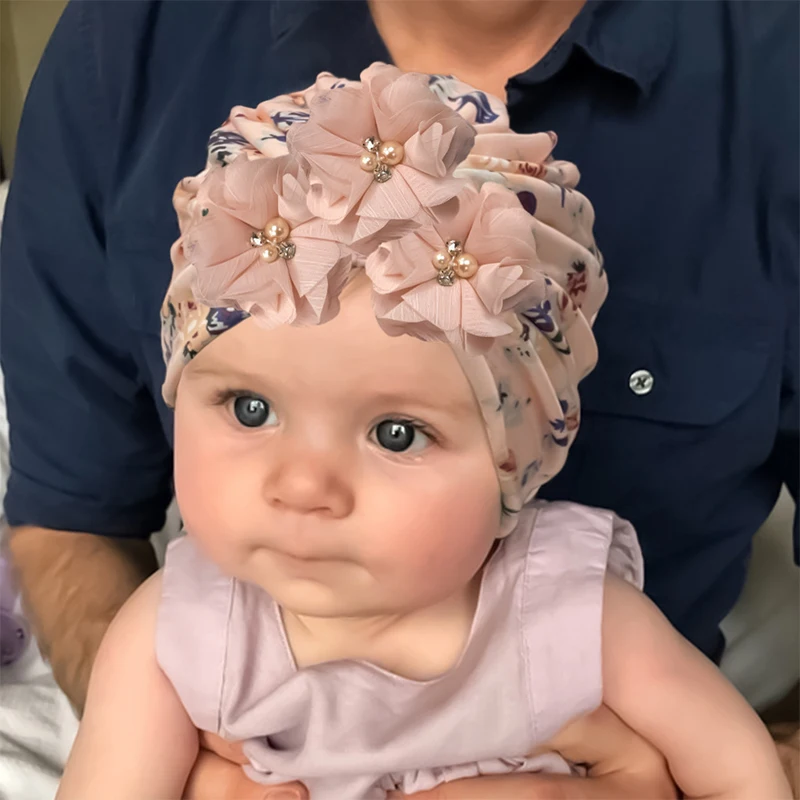 

Cute Floral Baby Hat Infant Baby Girls Hat Caps Newborn Turban Soft Pillow Beanies Cap Head Wrap Props Wholesale