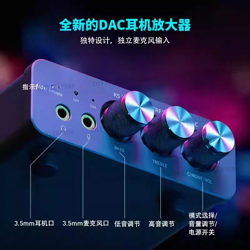 K5 PRO MINI Stereo DAC Headphone Amp External USB Sound Card for Laptop Music & Gaming