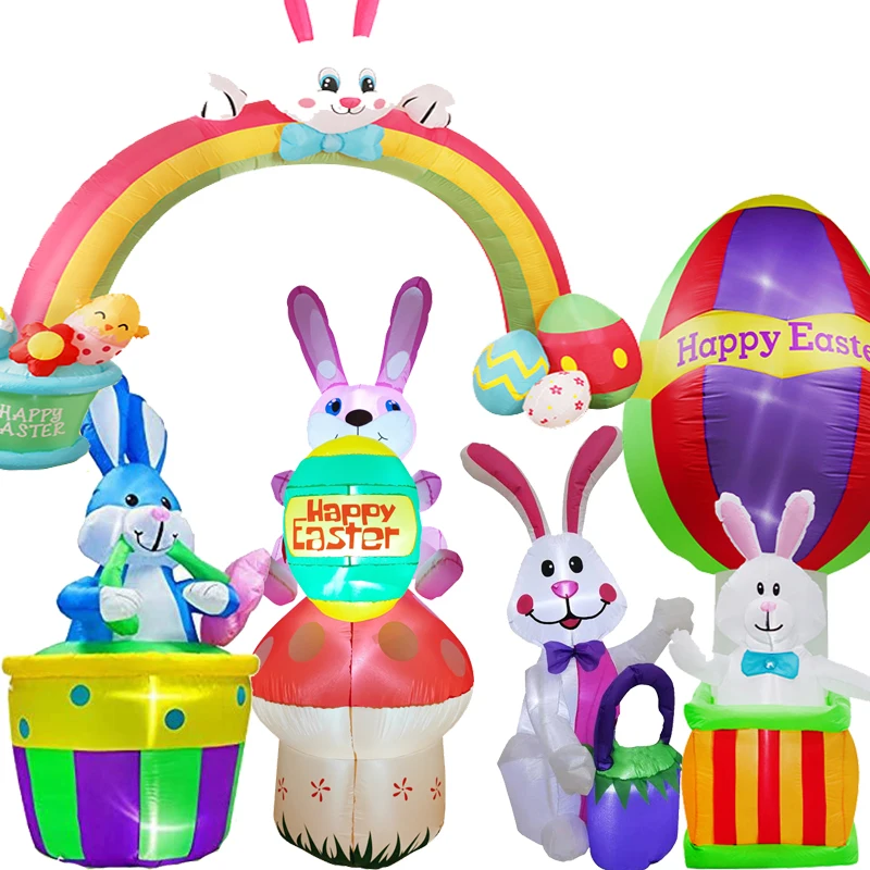 

Giant Easter Inflatables Outdoor Decoration Inflatable Easter Bunny Colorful Eggs Archway for Holiday Party Toys with LED Lights