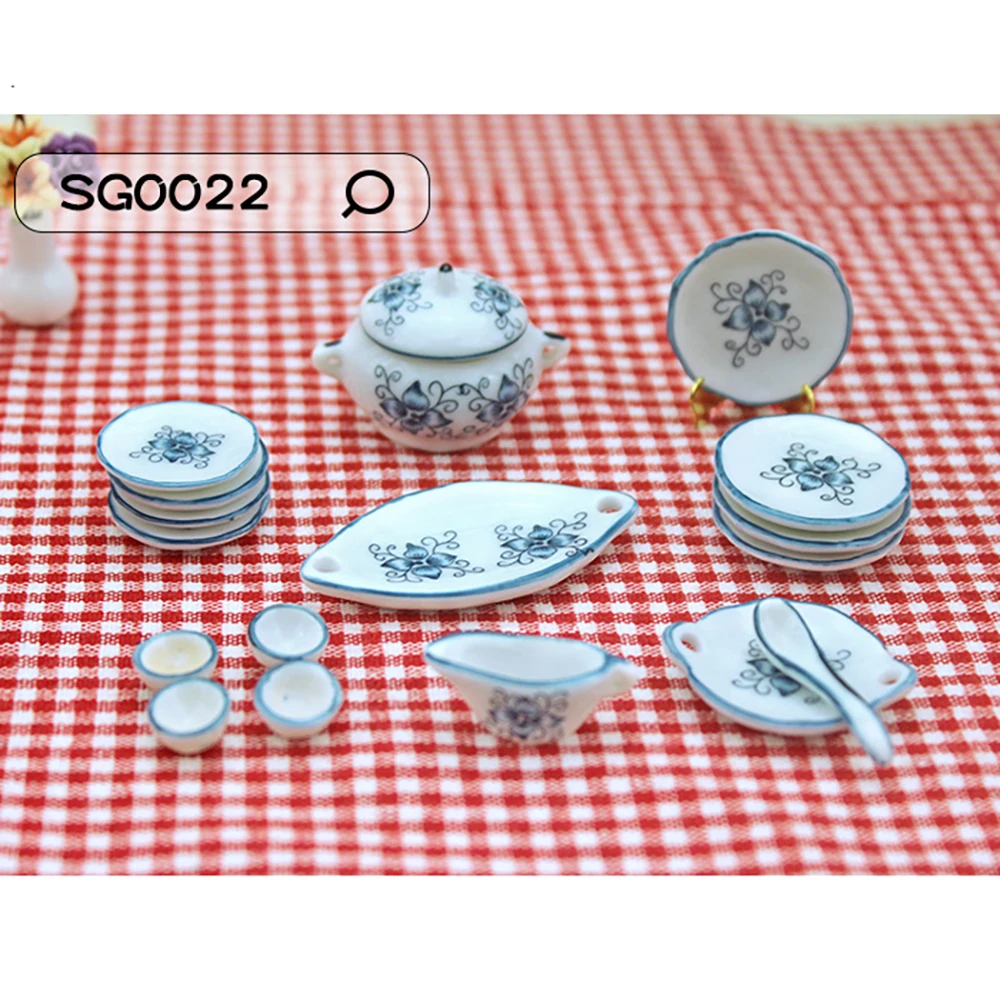 1/12 Dollhouse Miniature Ceramic Tableware Mini Plate Cup Spoon Model Toy for Doll House Accessories Decoration OB11 BJD