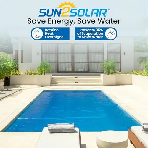 Solar Pool Cover 16 Mil | 18 x 40 Ft Blue Solar Blanket | Rectangle Swimming Pool Cover | Water Conservation & Debris