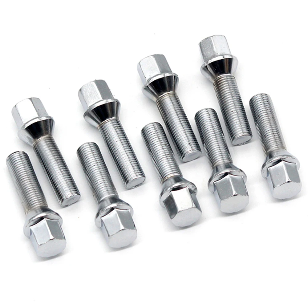 10PCS Nuts Suit For BMW x1x3x5x6x73series 28/35/40/45/50mm Lengthen Steel Wheel Bolts M14 x 1.5 M12*1.5 M14*1.25 M12*1.25