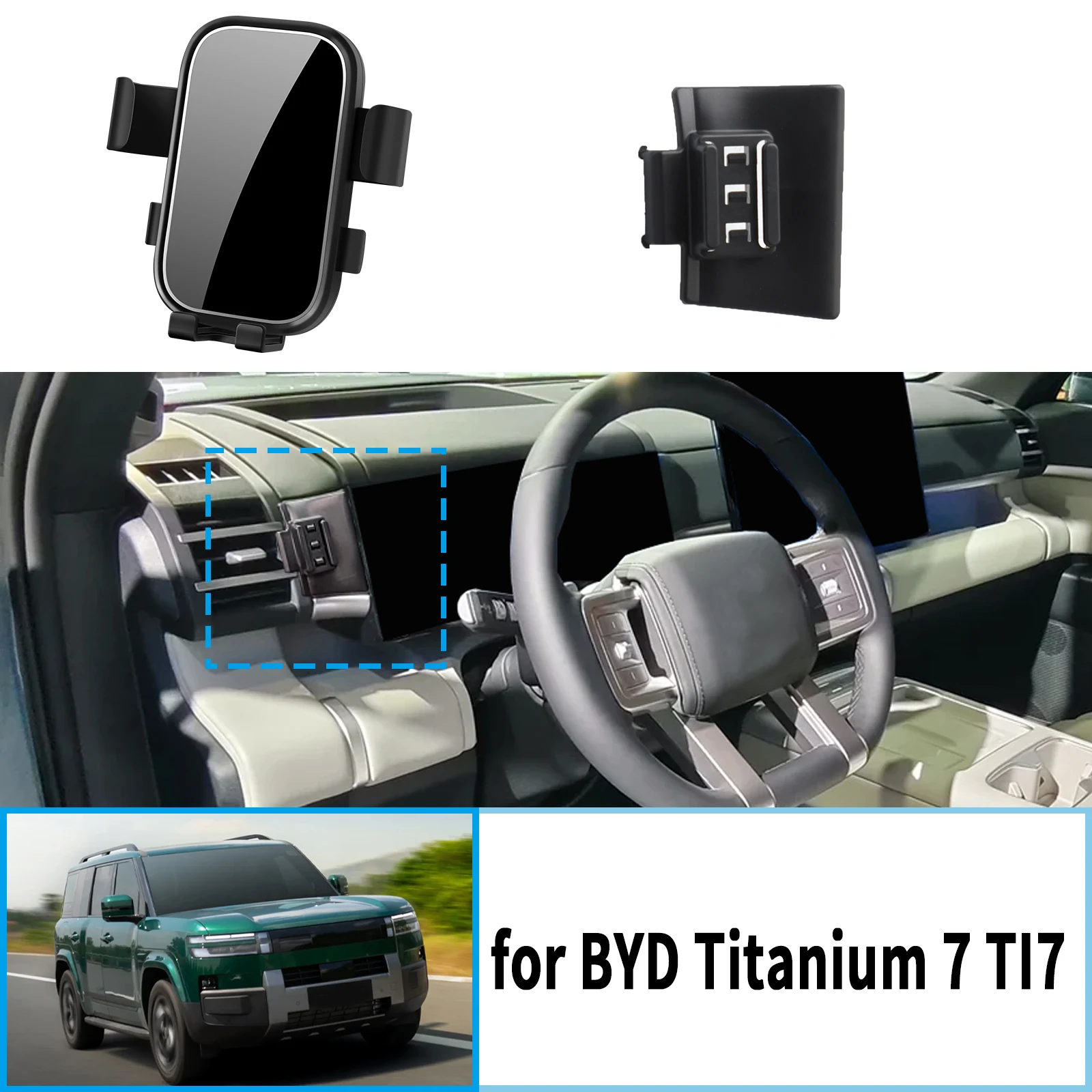

for BYD Titanium 7 TI7 Ti 7 Stable Clip-On Phone Holder​​ Mount Screen Base No Vibration​ Car accessoires