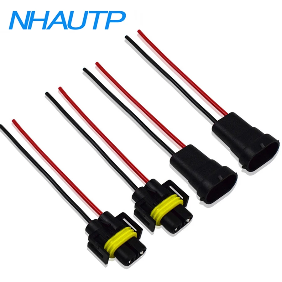 NHAUTP 4Pcs H8 H11 Adapter Socket Wiring Harness Male Female Plug Connector Extension Cable