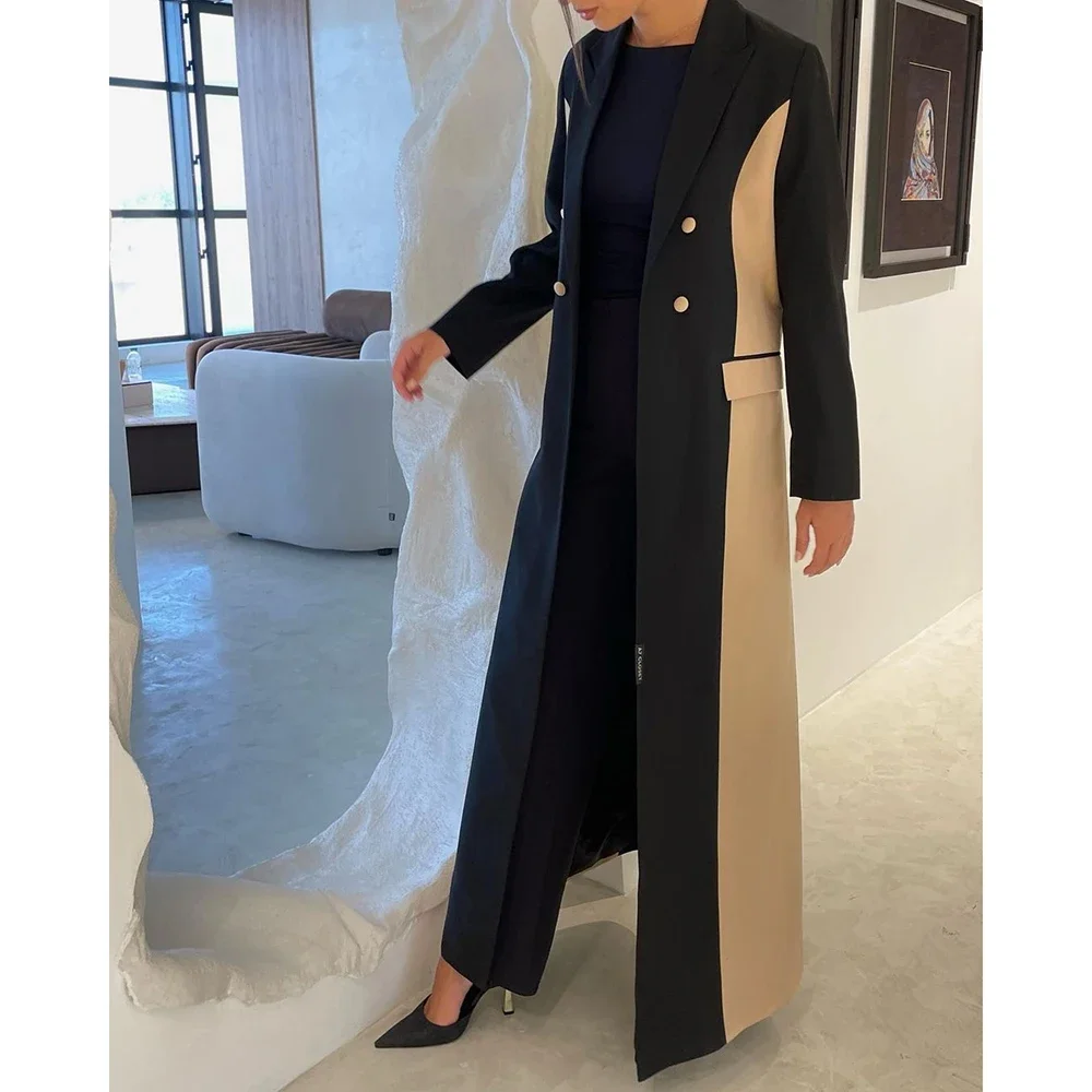 Luxury Muslim Abaya Blazer Double Breasted Peak Lapel Long Jacket 1 Piece Formal Business Fashion Party Office Lady Outfit Suits