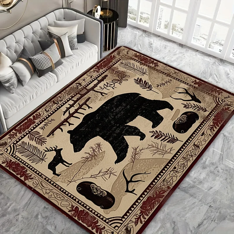 

Wild Bear Pattern Carpet for Living Room Home Decor Kitchen Hallway Balcony Rugs Large Area Rugs Non-slip Playroom Floor Mat