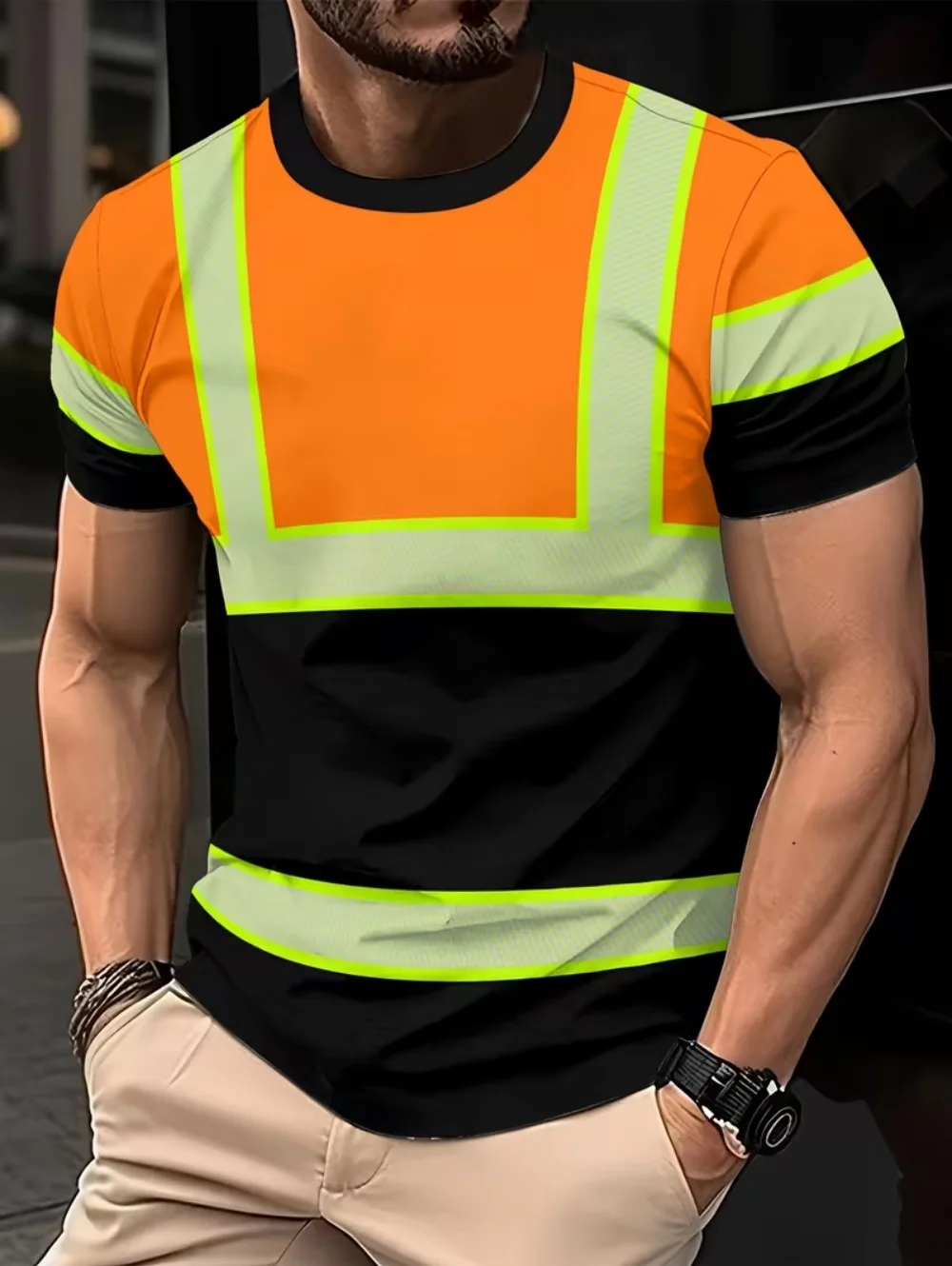 Men's 3D Printed New Secure Logo Color Blocking Design Short-Sleeved T-Shir Fashion Summer Daily Casual Work Wear Men's T-Shirts