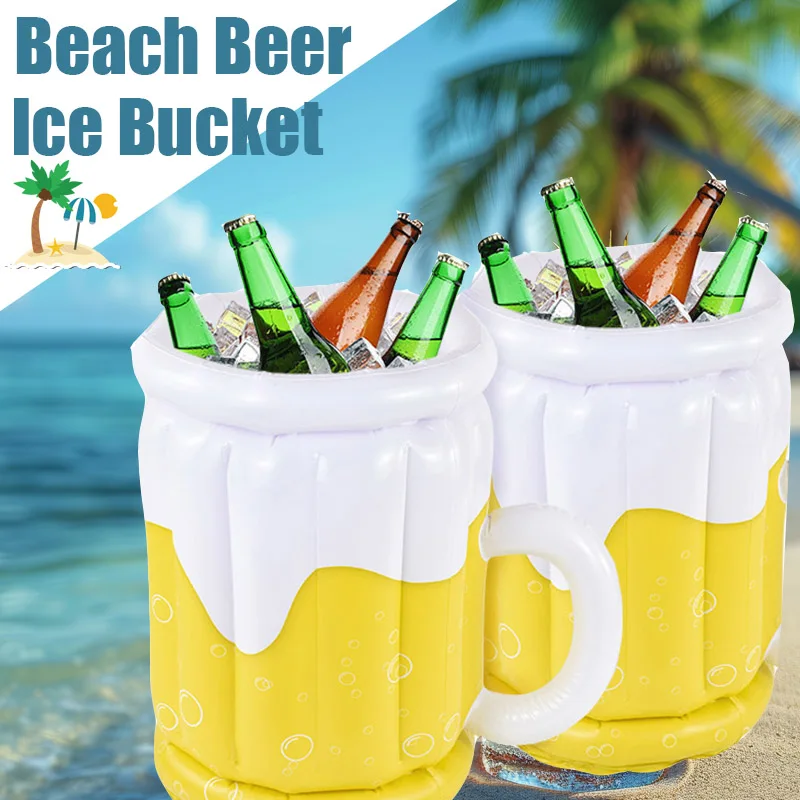 Large Inflatable Ice Bucket Balloons Summer Hawaiian Wine Beer Drinking Whiskey Freeze Bucket For Beach Wedding Pool Party Decor