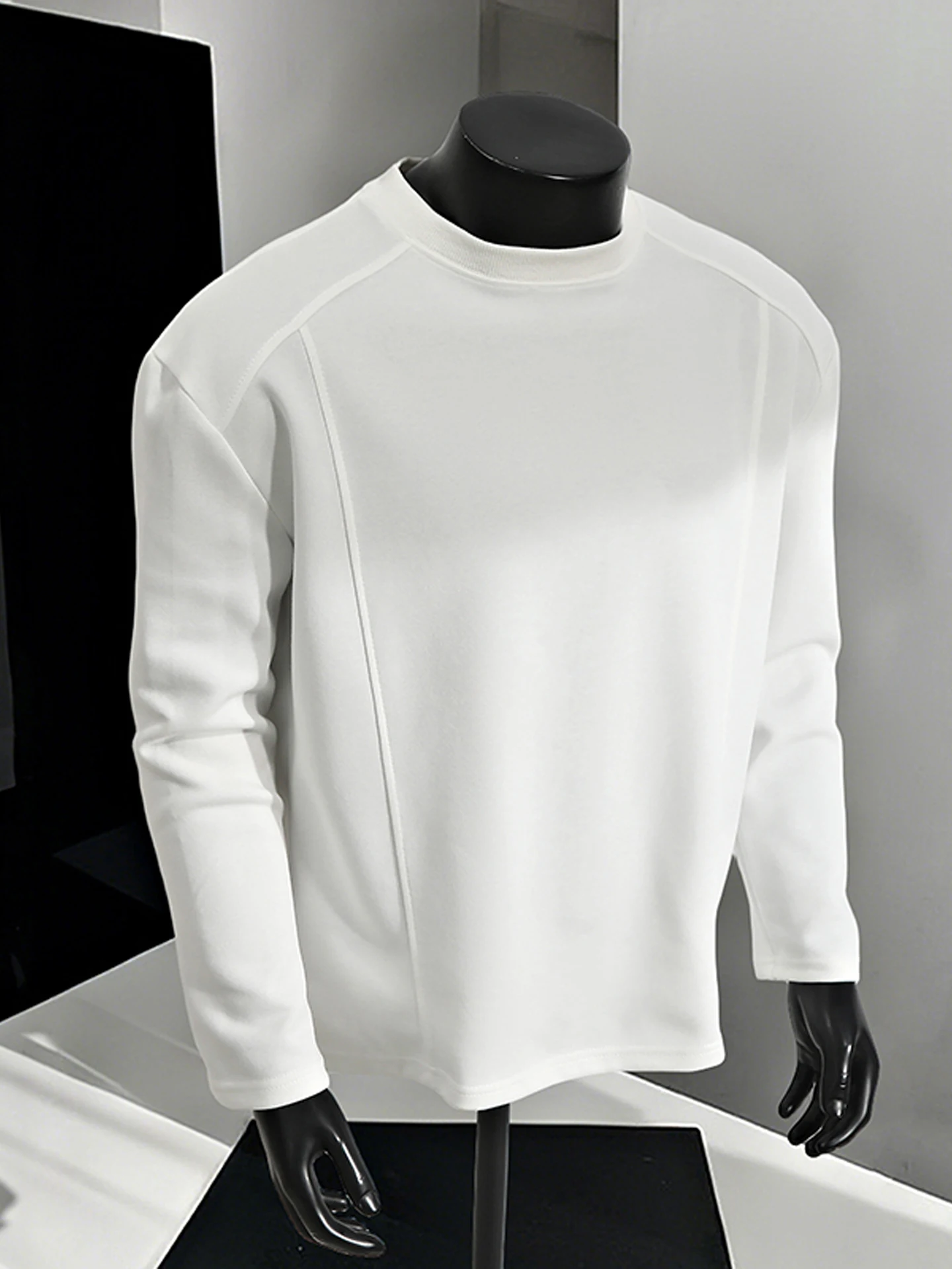 

American Sle Heavyweight Deconstructed Patchwork Long Sve Men's T-irt Cleanfit Trendy Brand Boxy Inner Wear Sweatirt