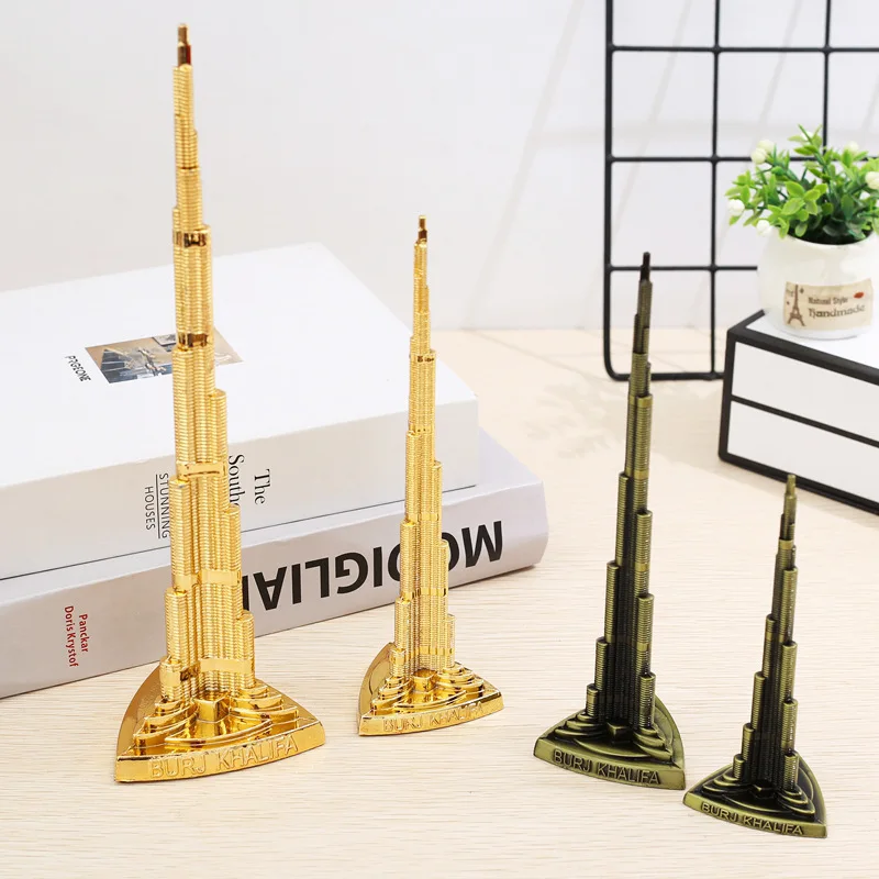 

World Landmark Building Model Dubai's Khalifa Tower Metal Crafts For Home Decoration Desk Accessories