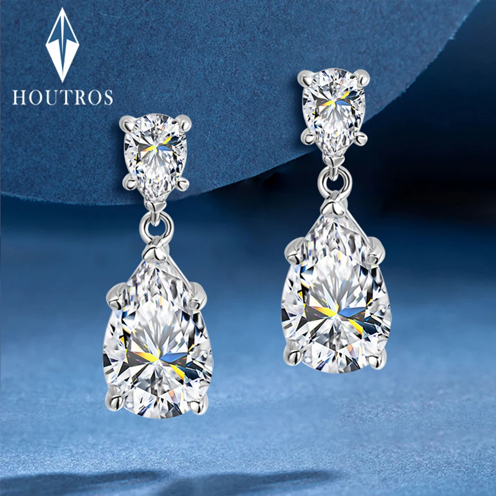 

7 Carat Luxury Pear Cut All Moissanite Drop Earrings for Women S925 Sterling Silver Water Drop Earrings Luxury Wedding Jewelry