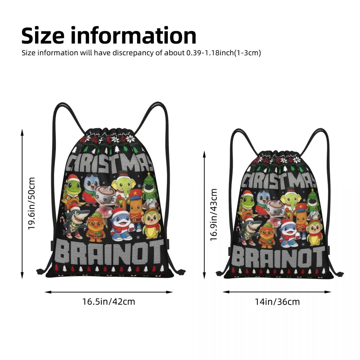 Funny Christmas Italian Brain Rot Brainrot Kids Drawstring Backpack Sports Gym Bag String Sackpack for Working Out