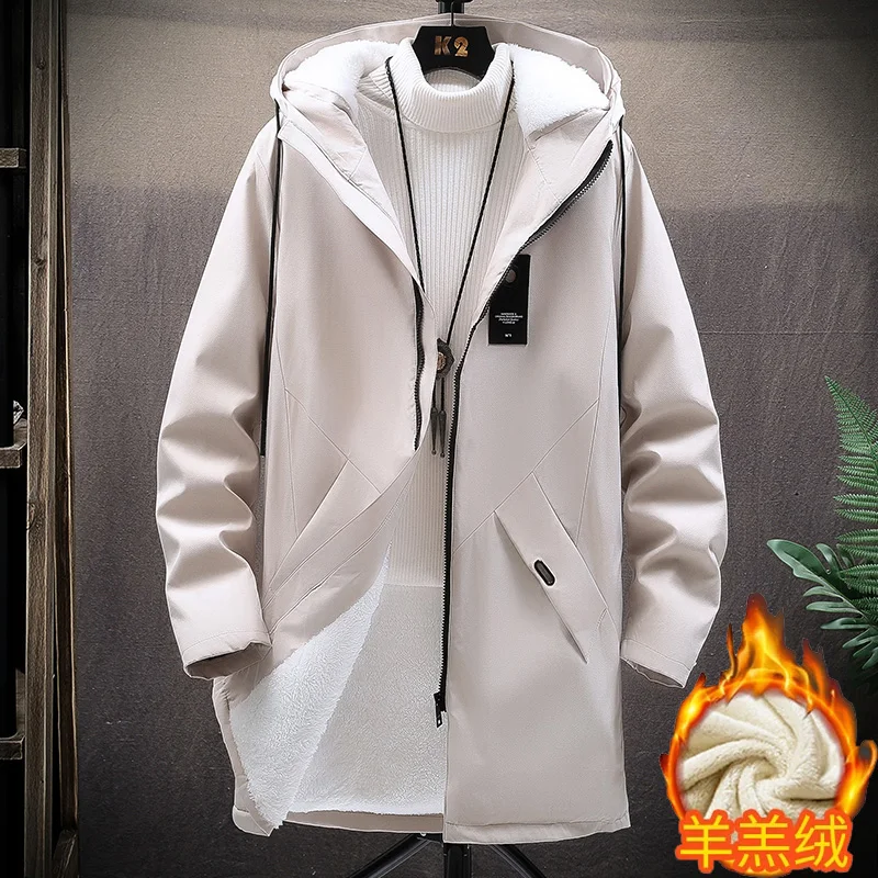 New Autumn And Winter Fashion Mid To Long Length Fleece Coat For Men Casual Loose Comfortable High-quality Trench Coat