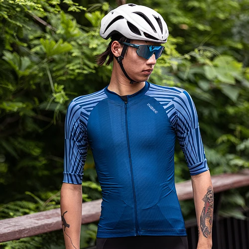 Imagen 2 del producto INBIKE-Camiseta de ciclismo de verano para hombre, manga corta, transpirable, de secado rápido, con bolsillos, para ciclismo de montaña y de carretera, MTB