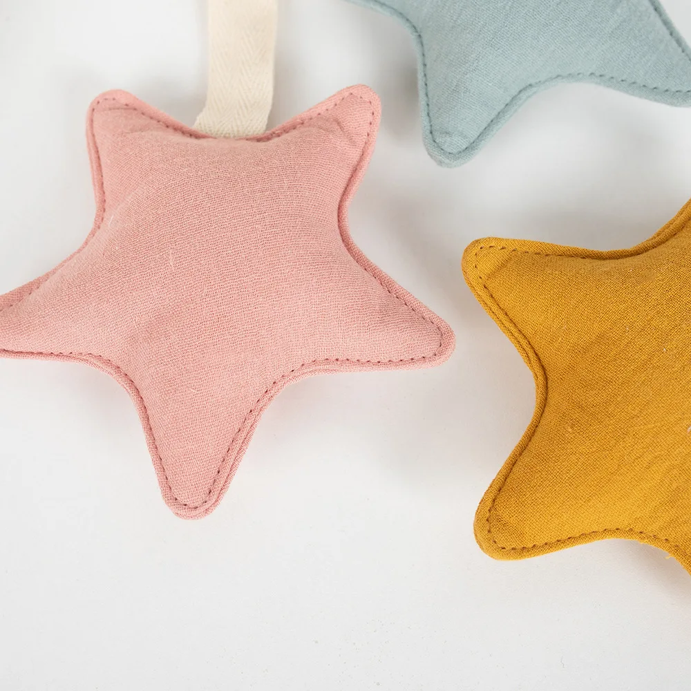 100% Soft Cotton with Moons and Stars Infant Kids Hand Made Soother Teethers Toy Pendent Baby Pacifier Clip Holder