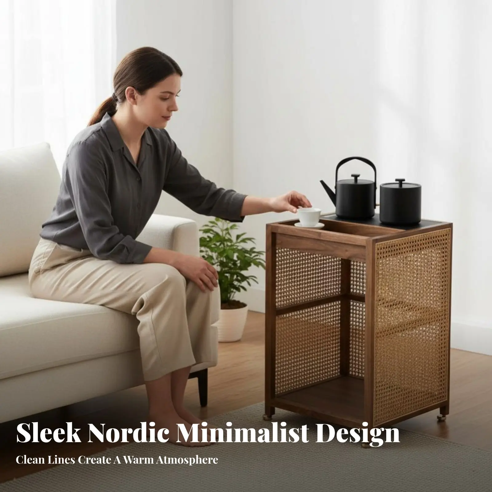 

Rolling Tea Station With Casters Multi-Tier Rolling Cart Easy to Move Space-Saving Size for Party Hosts, Restaurant Staff