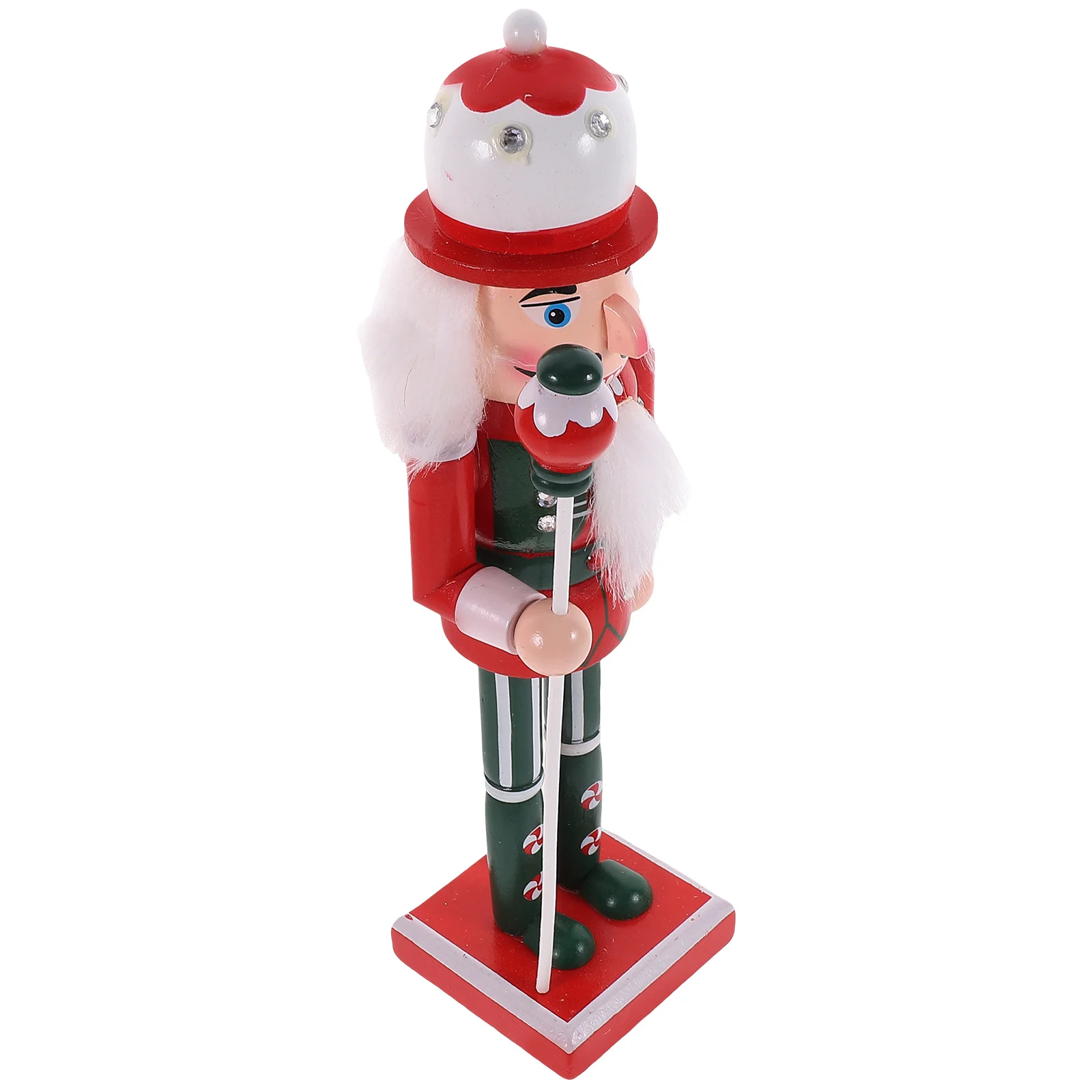 

Wooden Nutcracker 25CM Christmas Nutcracker Figure Red Hat Cane Christmas Ornament Home Decor Xmas Gifts