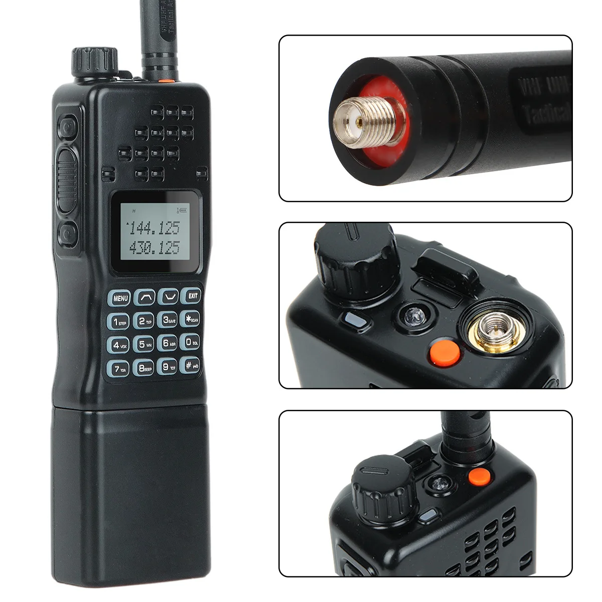 AR-152 Black Tactical Transceiver 10W Long Distance Waterproof & Gain Antenna Flashlight Keyboard General Wireless Communicator view 4