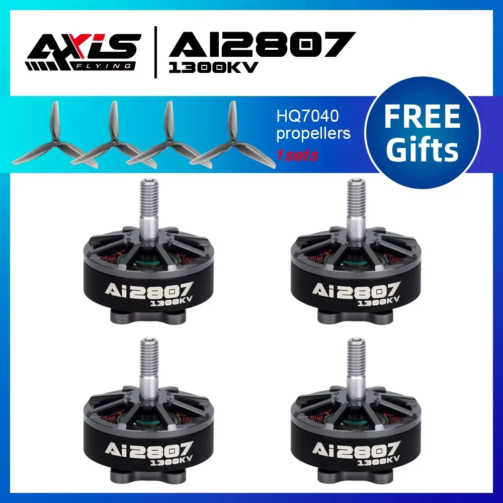 

AxisFlying AI2807 Двигатель 4-6S 1300KV Бесщеточный двигатель для FPV Freestyle 7-дюймовые дроны LR7 дальнего действия FPV Квадрокоптер Diy детали
