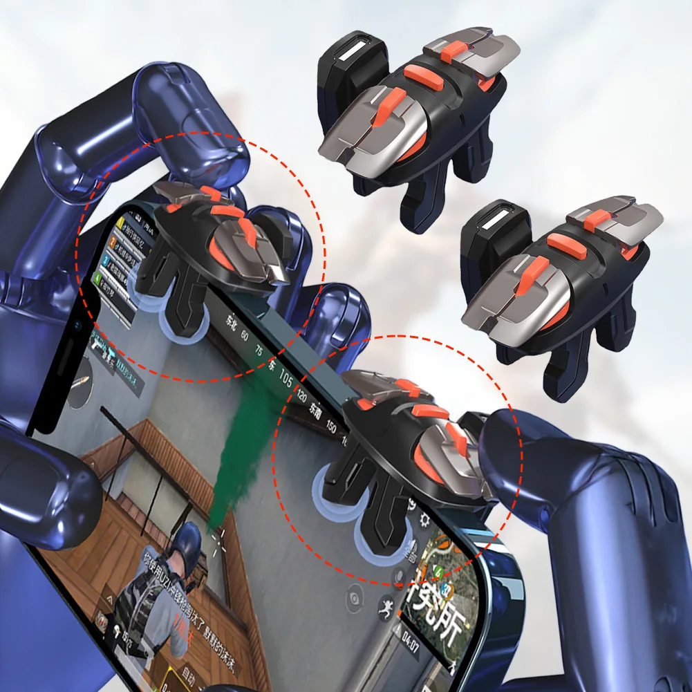 Gatillo de juego para teléfono móvil, 4/6 dedos, L1 R1, botones de disparo de objetivo de fuego, Joystick para IOS, Android, accesorios para juegos PUBG