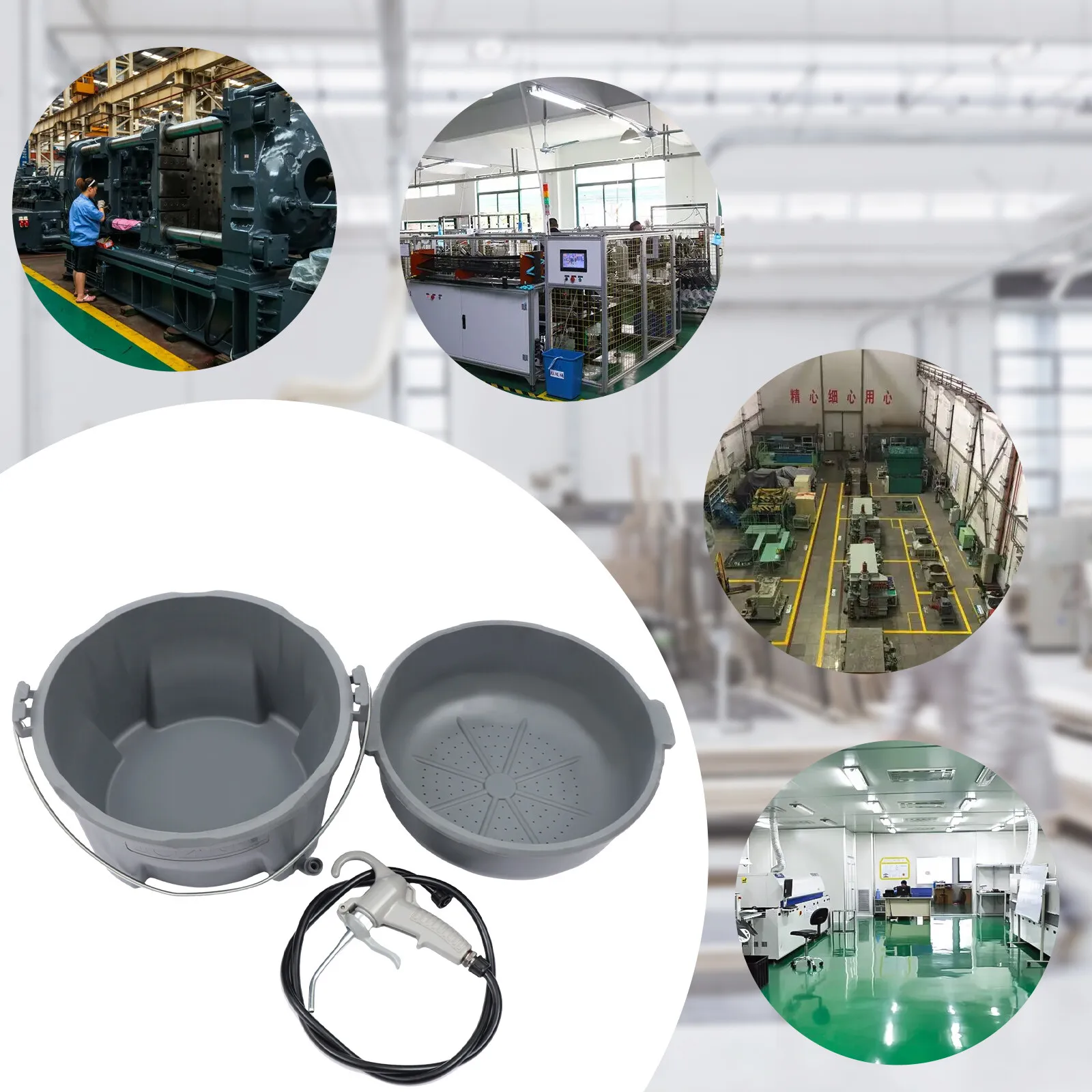 

Grey Oiler Bucket & Gun Set High-Class Plastic Material, Corrosion-Resistant & Waterproof For Long-Term Lubricating Oil Use